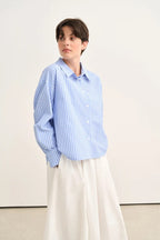Navy Striped Poplin Shirt