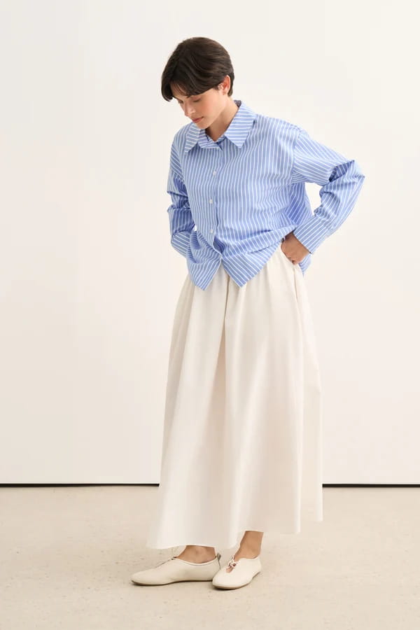 Navy Striped Poplin Shirt