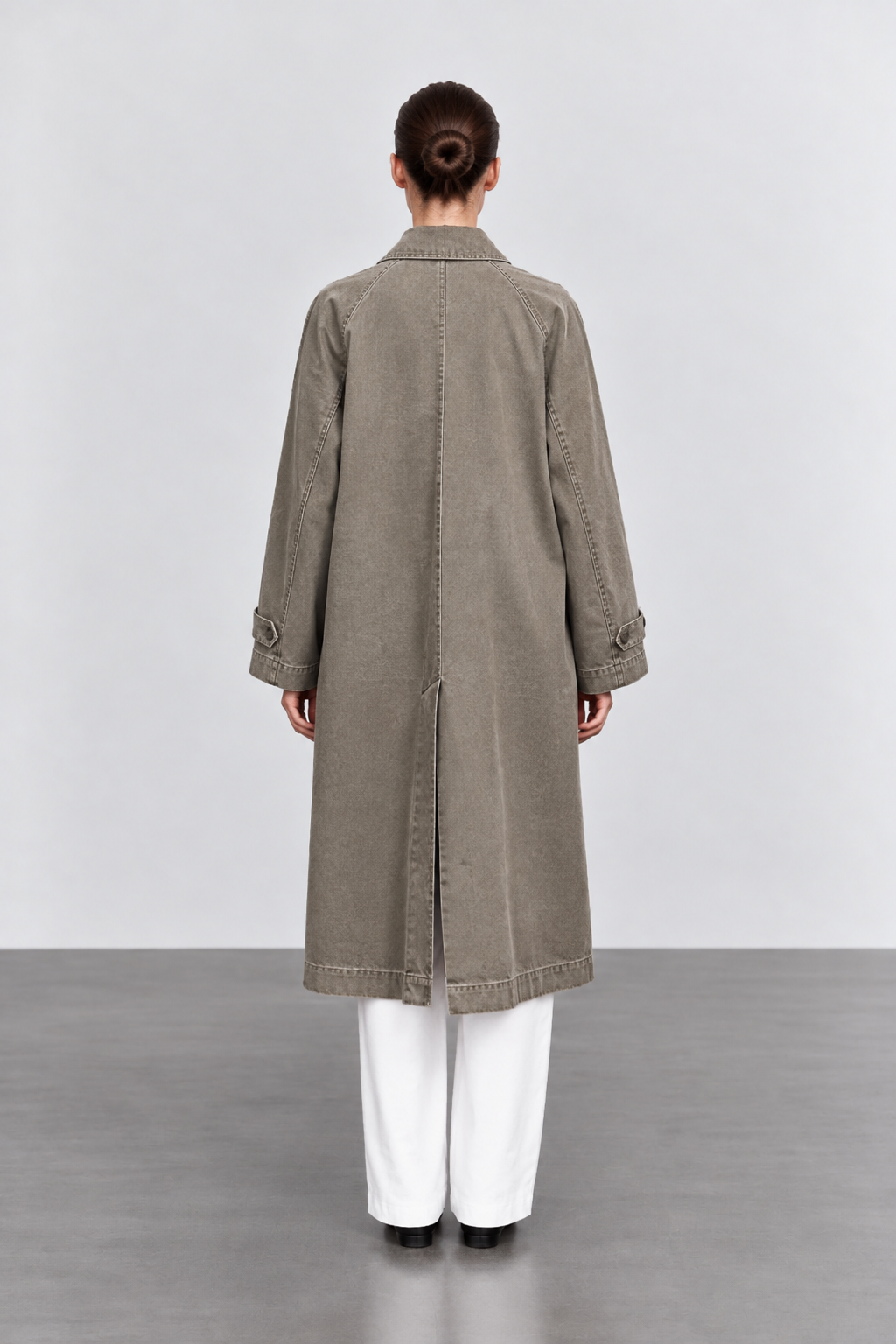 Khaki Washed Oversize Trench