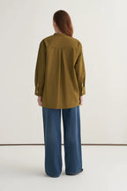 Olive Green High Neck Shirt