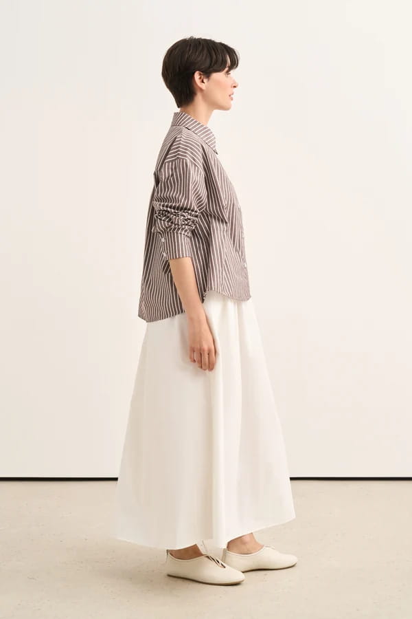 Brown Striped Poplin Shirt