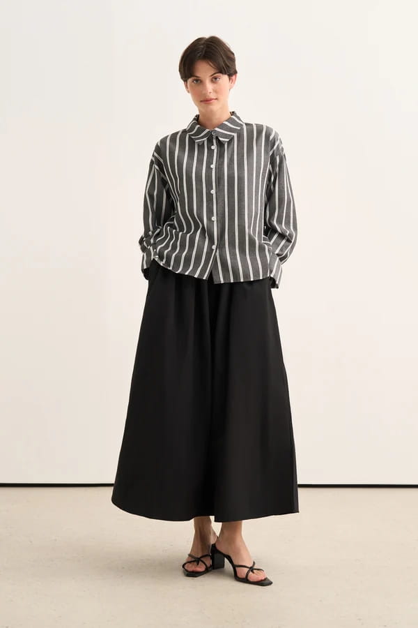 Black Striped Poplin Shirt