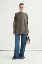 Khaki Modal Draped Blouse