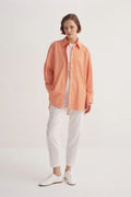 Orange Striped Poplin Shirt