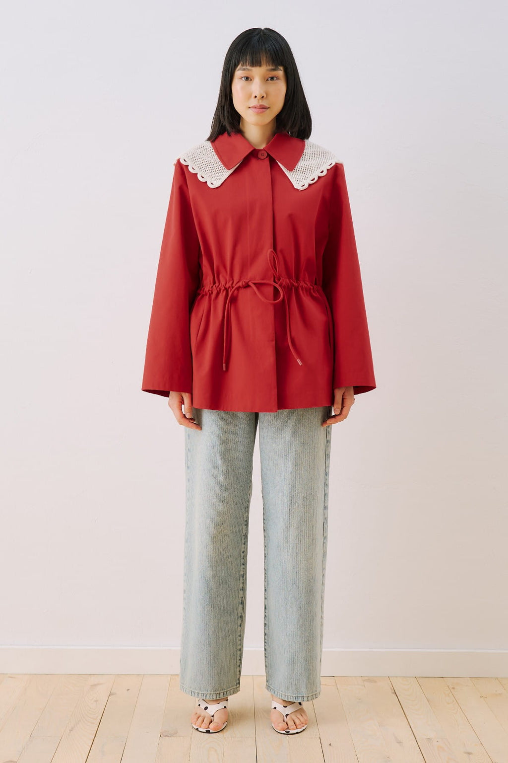 Red Collar Detail Jacket