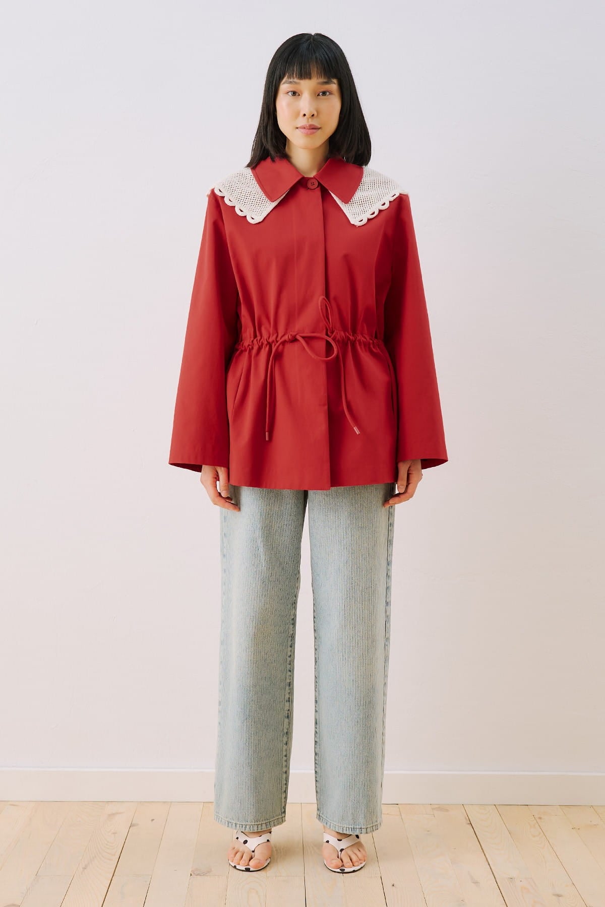 Red Collar Detail Jacket