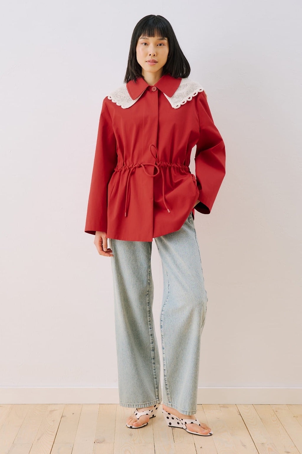 Red Collar Detail Jacket