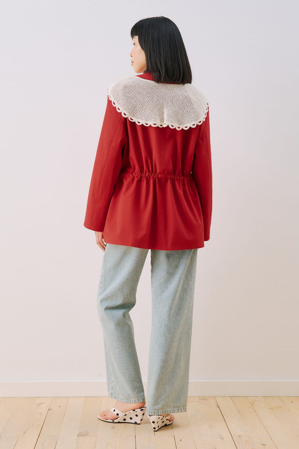 Red Collar Detail Jacket