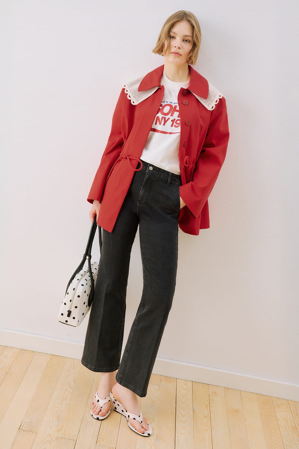 Red Collar Detail Jacket