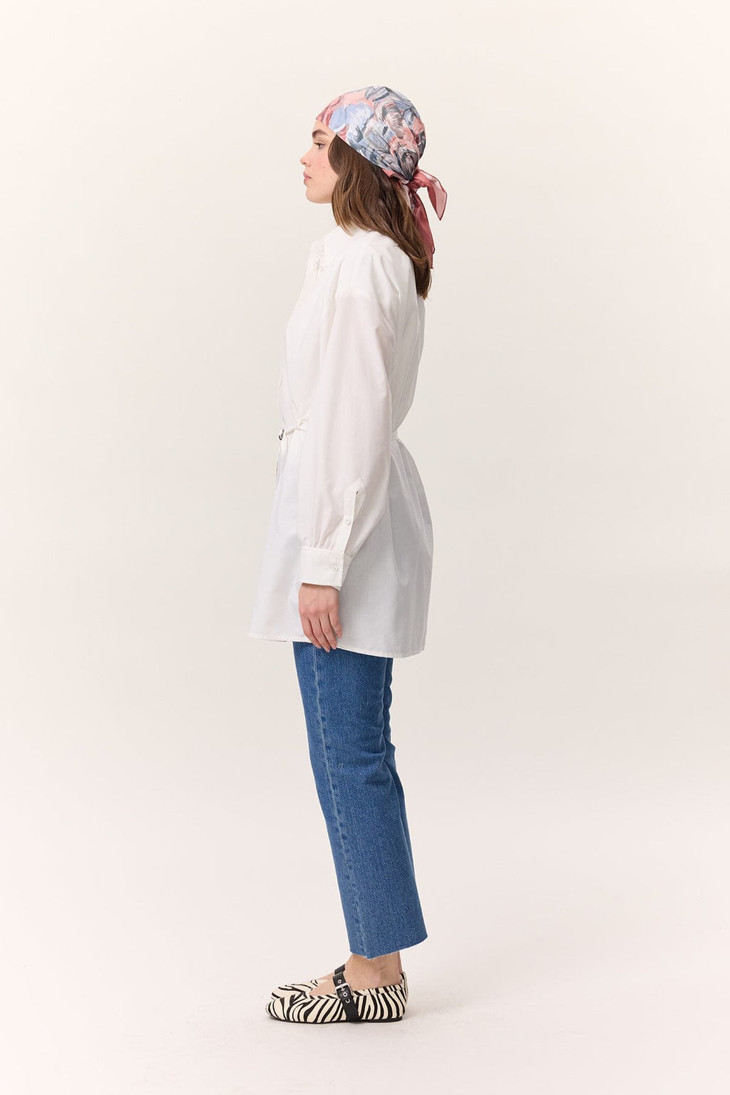 Belt detail tunic ecru