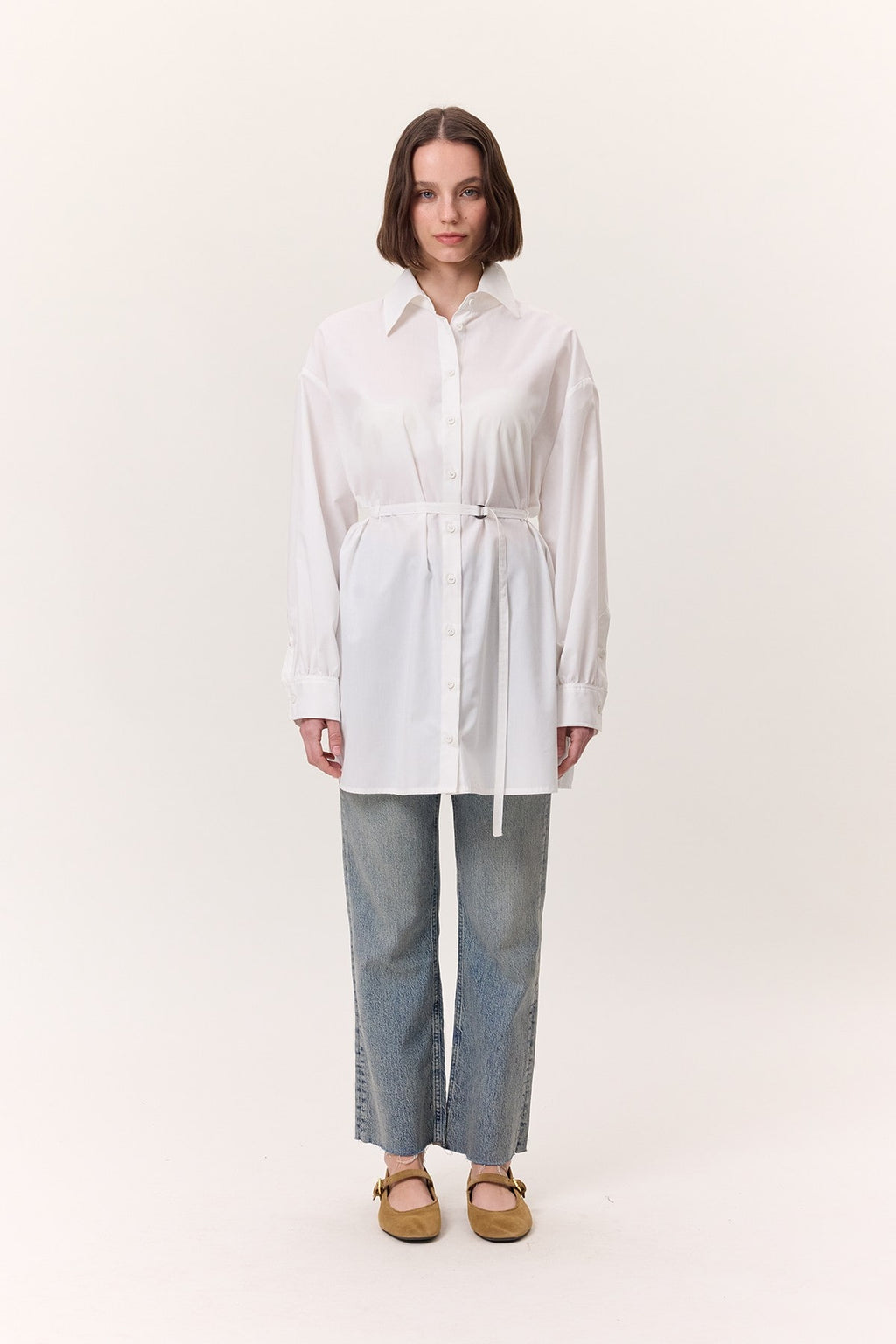 Belt detail tunic ecru