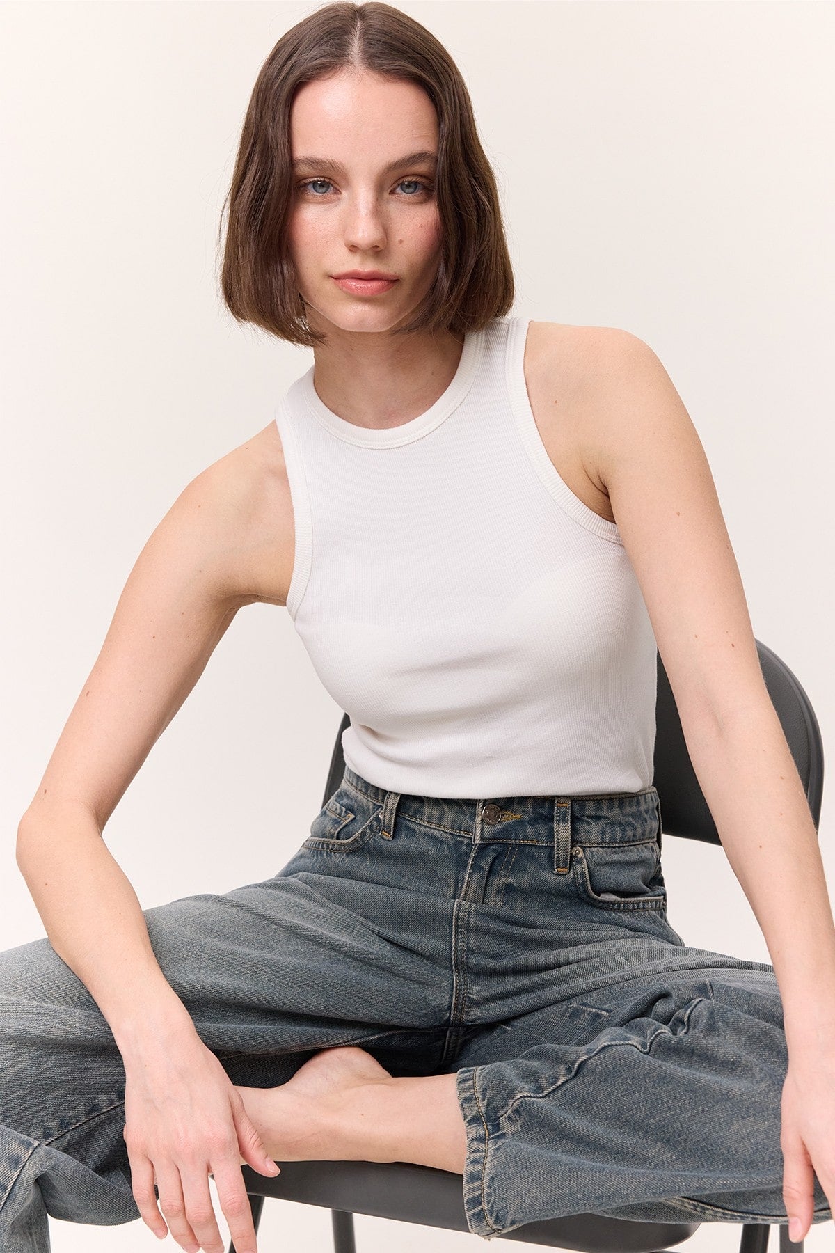 Loose baggy fit jeans gray blue