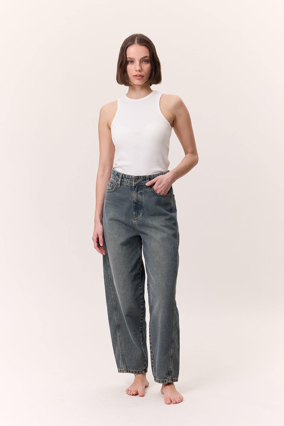 Loose baggy fit jeans gray blue