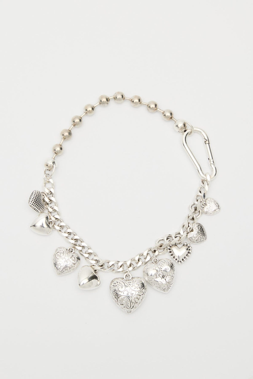 Heart Charm Necklace Silver