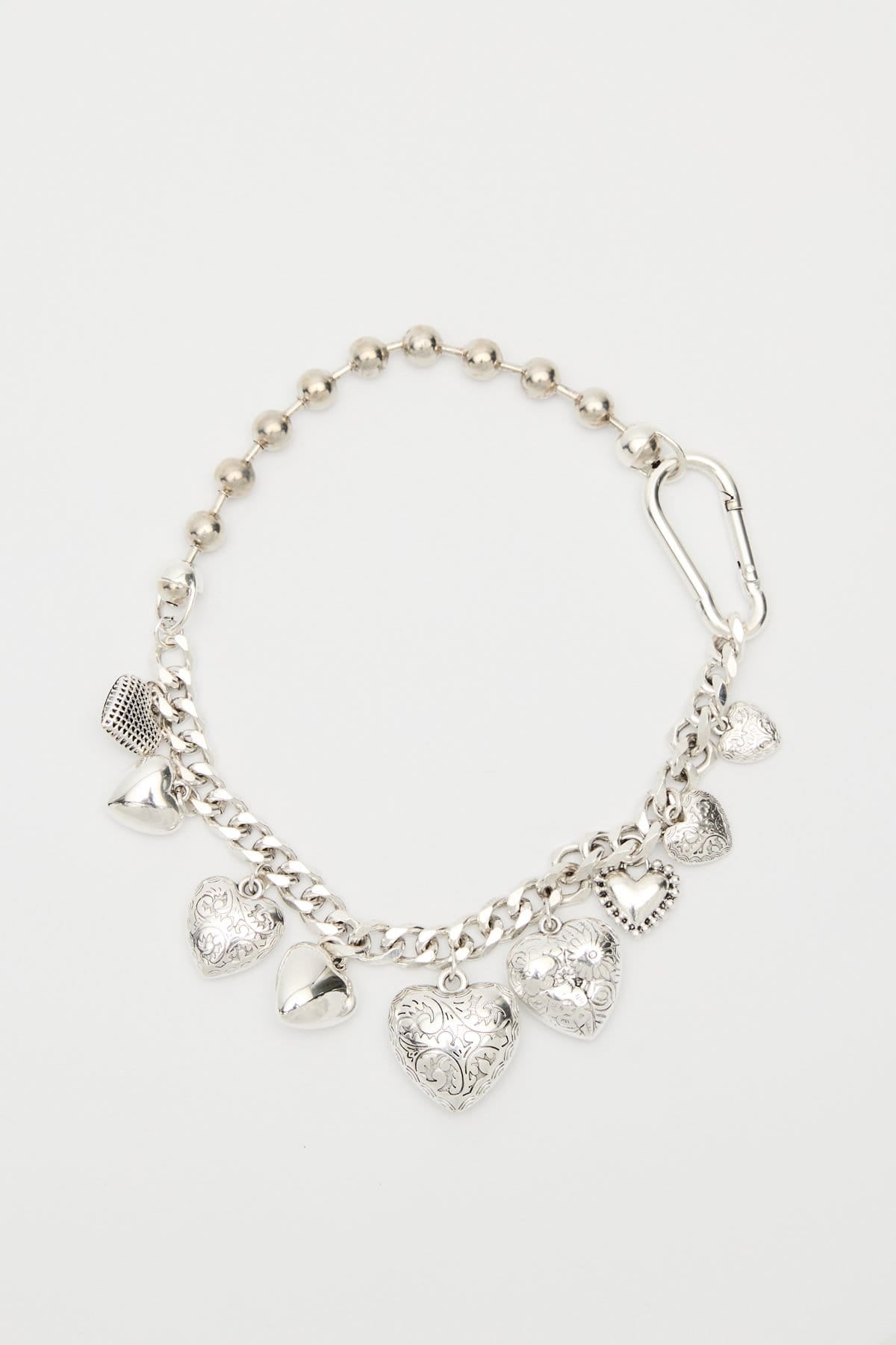 Heart Charm Necklace Silver