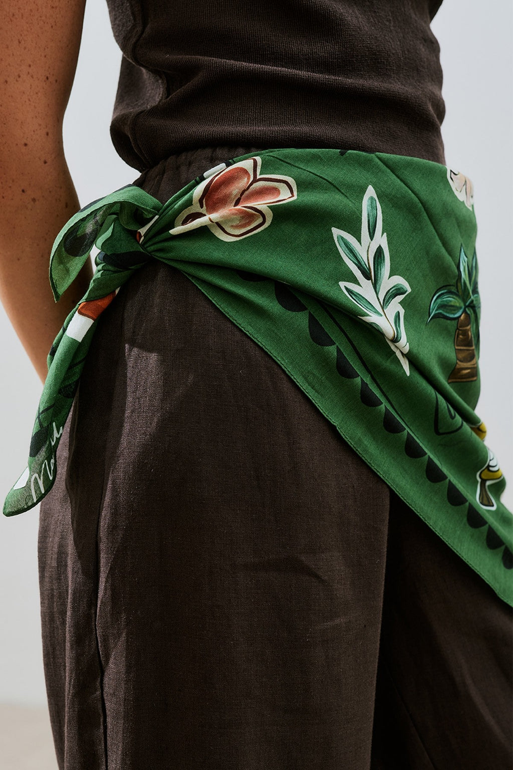 Patterned cotton scarf liberty green