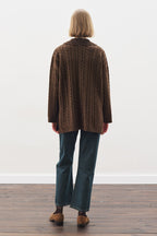 Collared hair knit sweater brown