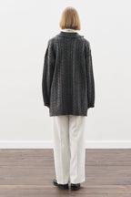 Collared hair knit sweater anthracite