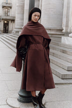 Soft cashmere scarf coat plum