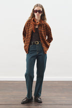 Brown striped cardigan with scarf detail