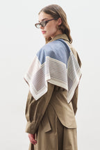 Patterned medium-length satin scarf classic navy