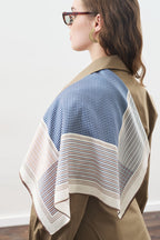 Patterned medium-length satin scarf classic navy