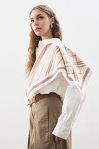 Patterned medium-length satin scarf leya