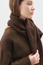 Brown stripe-detail scarf
