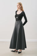 Flared skirt with belt detail anthracite