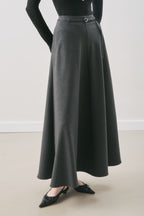 Flared skirt with belt detail anthracite