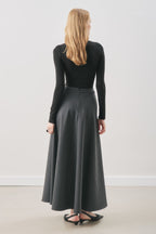 Flared skirt with belt detail anthracite