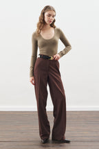 Aroa wool belt jacket dark brown