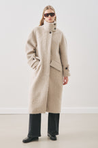 Mink boucle wide collar coat