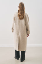 Mink boucle wide collar coat