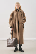 Soft cashmere scarf coat brown