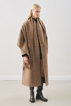 Soft cashmere scarf coat brown