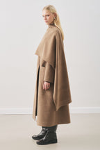 Soft cashmere scarf coat brown