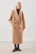 Milky brown double-breasted wool coat