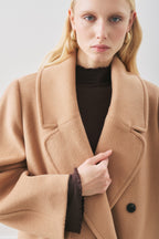 Milky brown double-breasted wool coat
