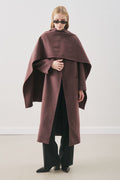 Soft cashmere scarf coat plum