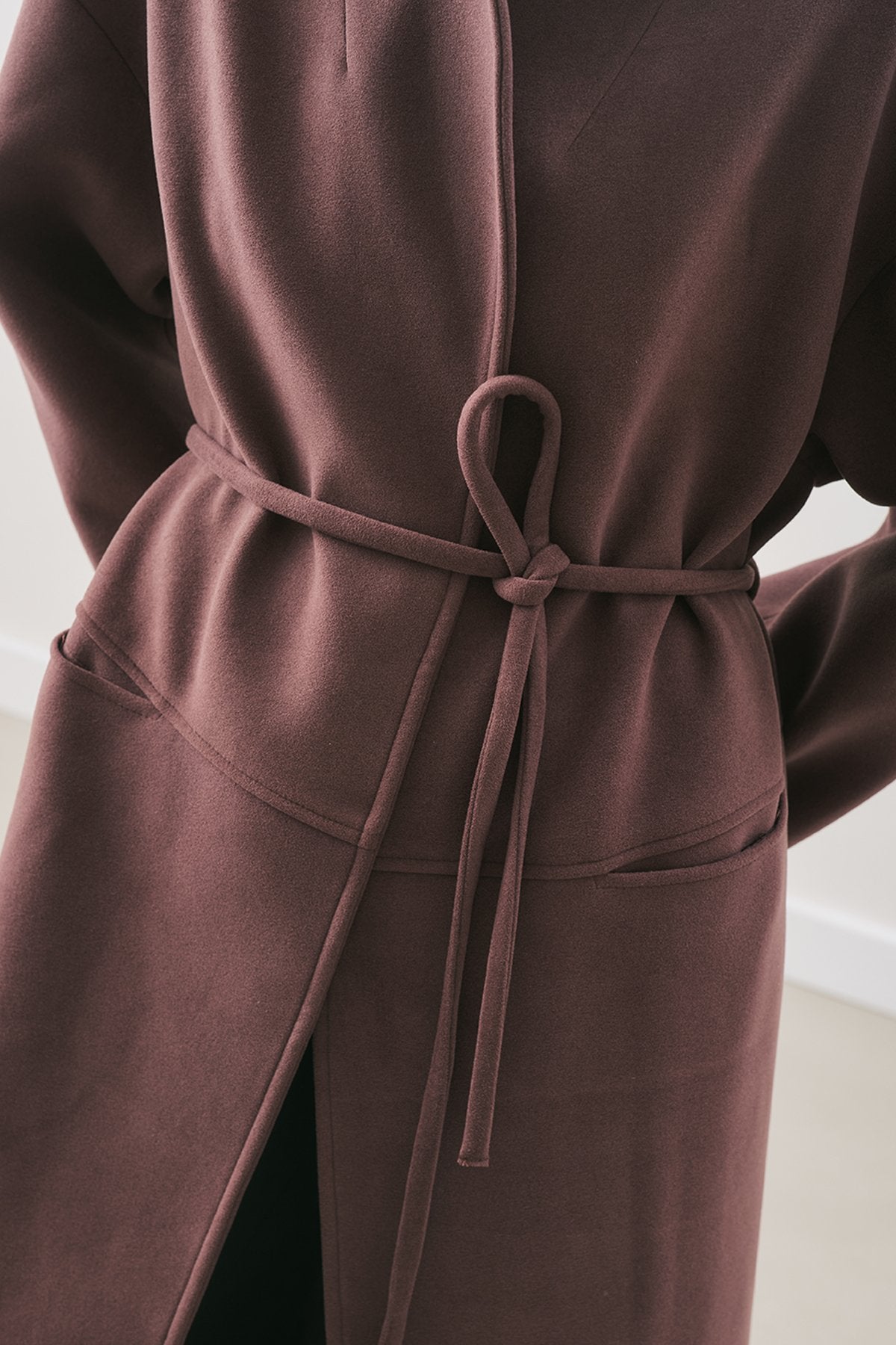 Soft cashmere scarf coat plum