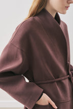 Soft cashmere scarf coat plum