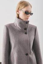 Soft grey premium wool trench coat