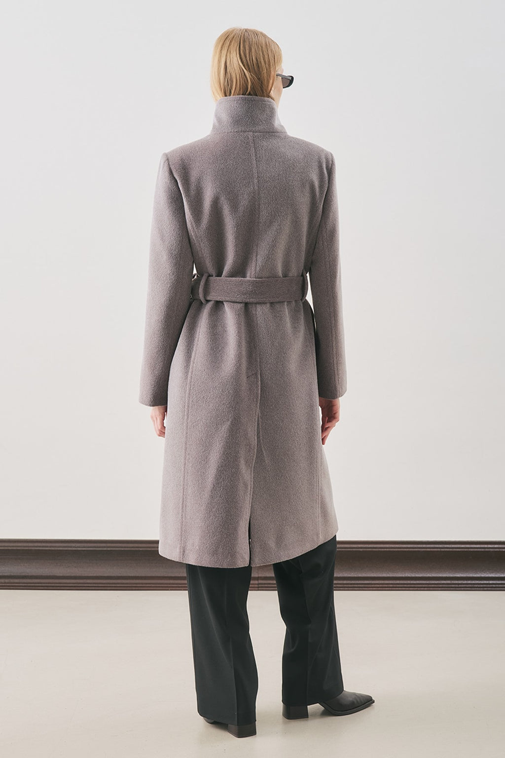 Soft grey premium wool trench coat