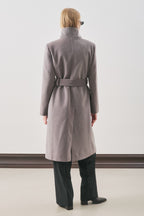 Soft grey premium wool trench coat