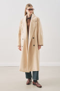 Beige double-breasted wool coat