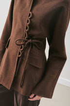 Aroa wool belt jacket dark brown