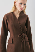 Aroa wool belt jacket dark brown
