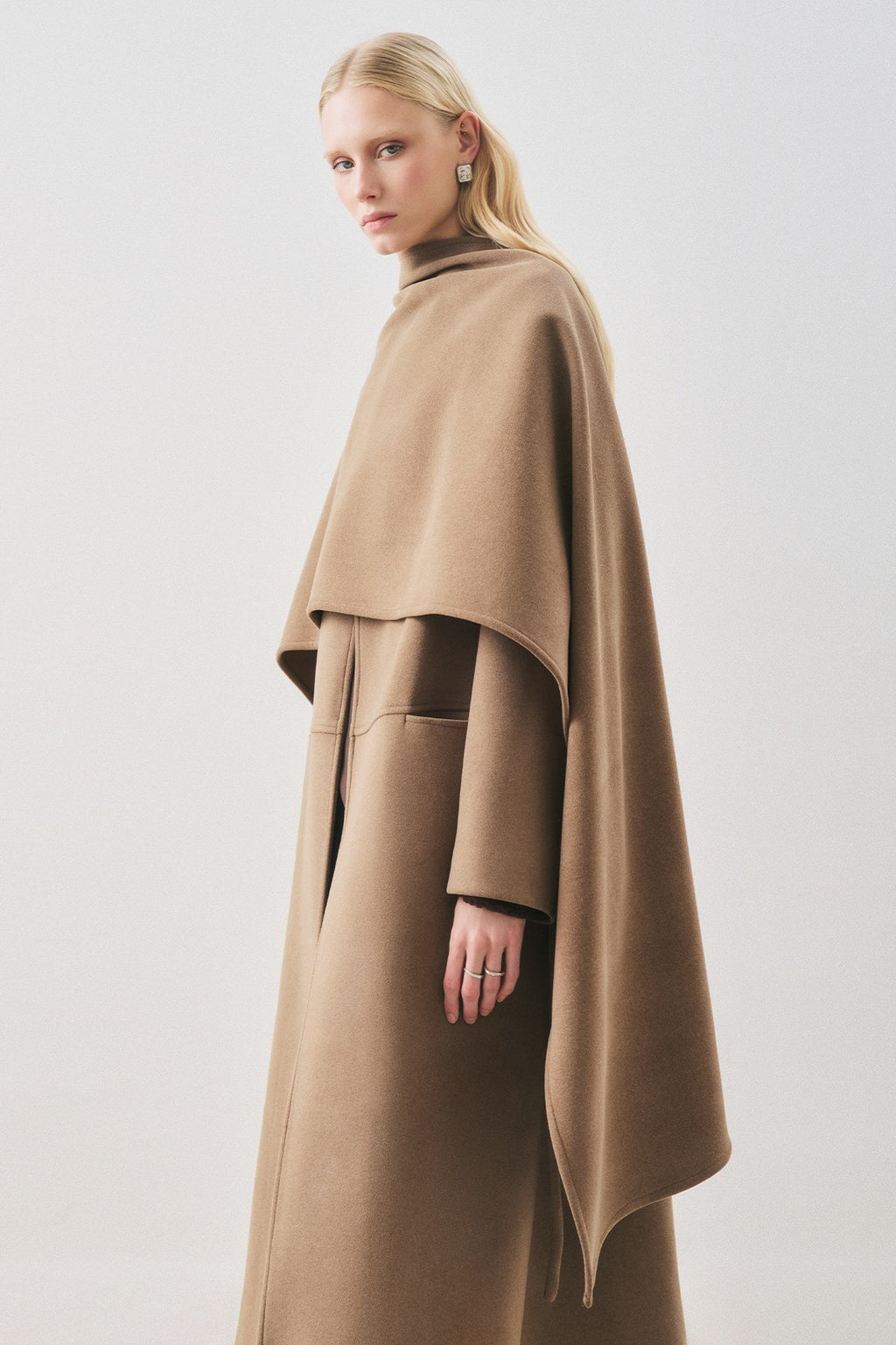 Soft cashmere scarf coat brown
