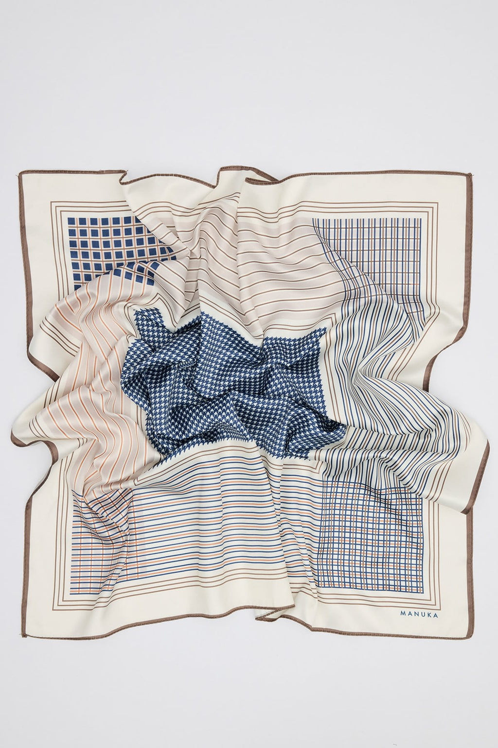 Patterned medium-length satin scarf classic navy